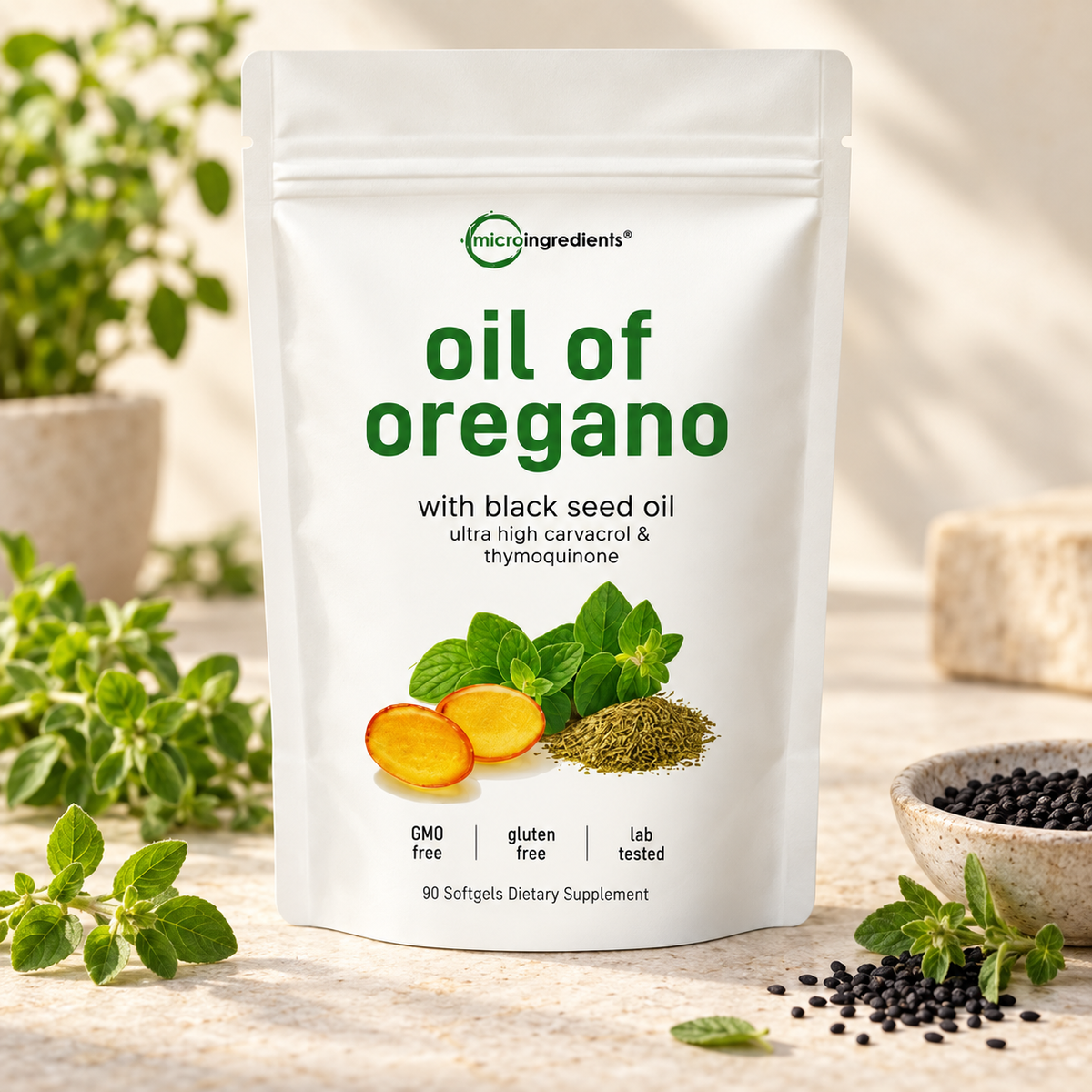 Oil of Oregano + Black Seed Oil Micro Ingredients – 90 cápsulas