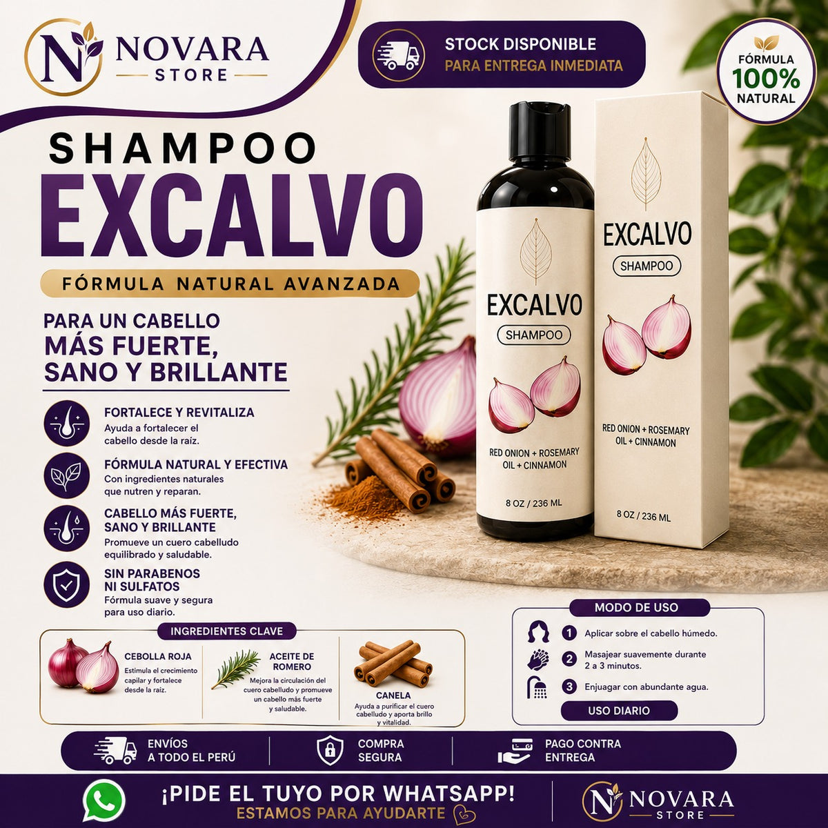 Shampoo Excalvo – Fortalecimiento y Revitalización Capilar